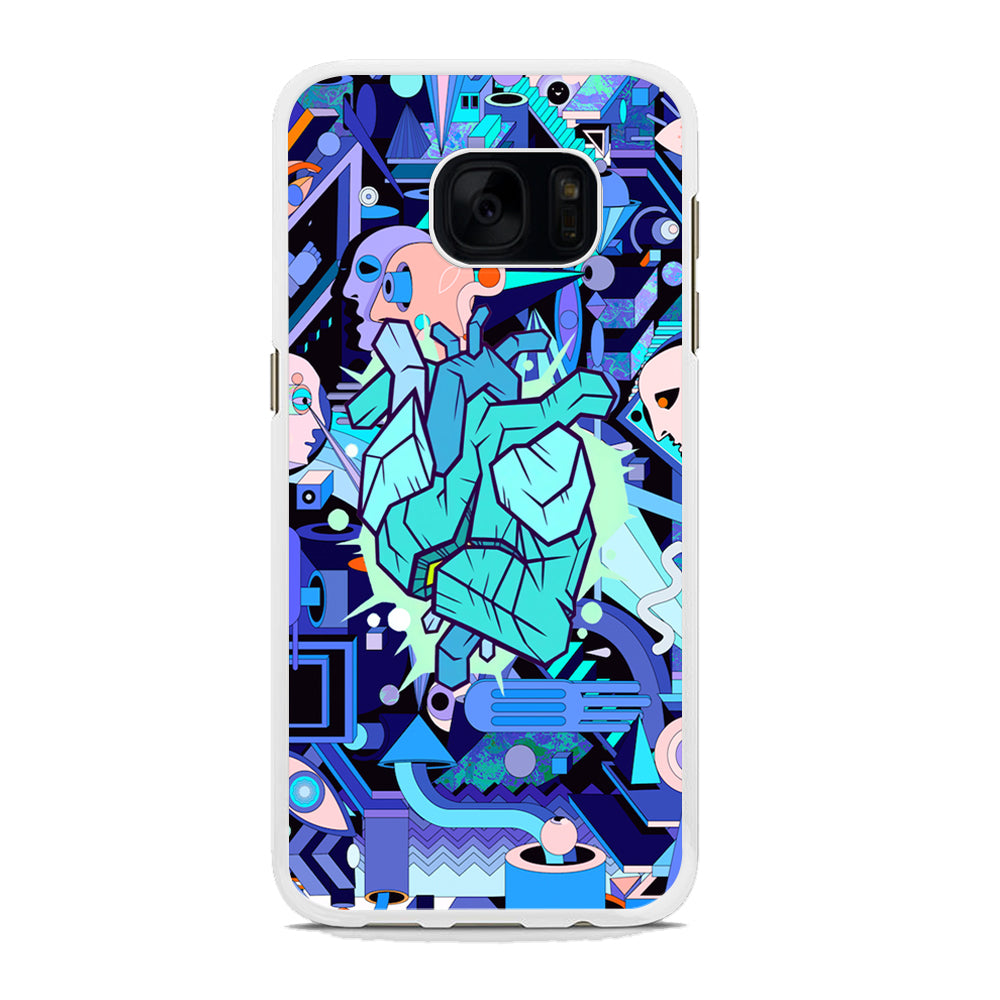 Doodle in Heartbeat Samsung Galaxy S7 Edge Case Rubber White (2D Case)
