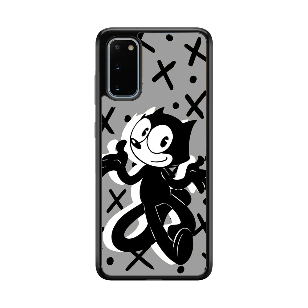 Felix The Cat Pattern In Grey Samsung Galaxy S20 Case
