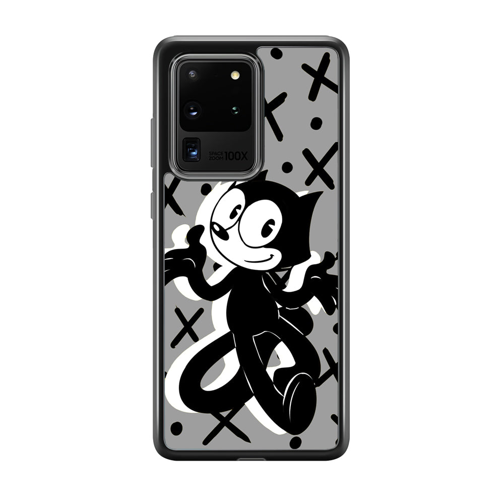 Felix The Cat Pattern In Grey Samsung Galaxy S20 Ultra Case