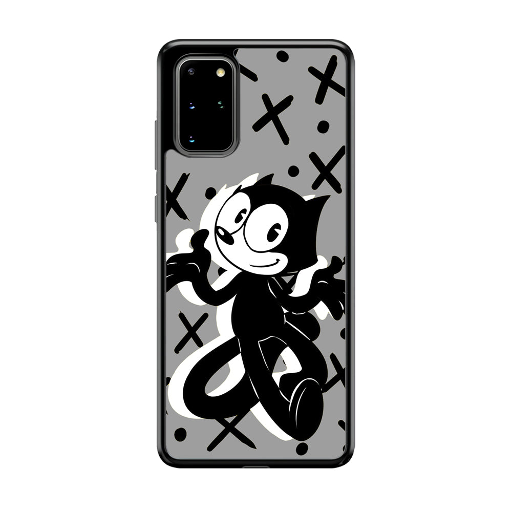 Felix The Cat Pattern In Grey Samsung Galaxy S20 Plus Case