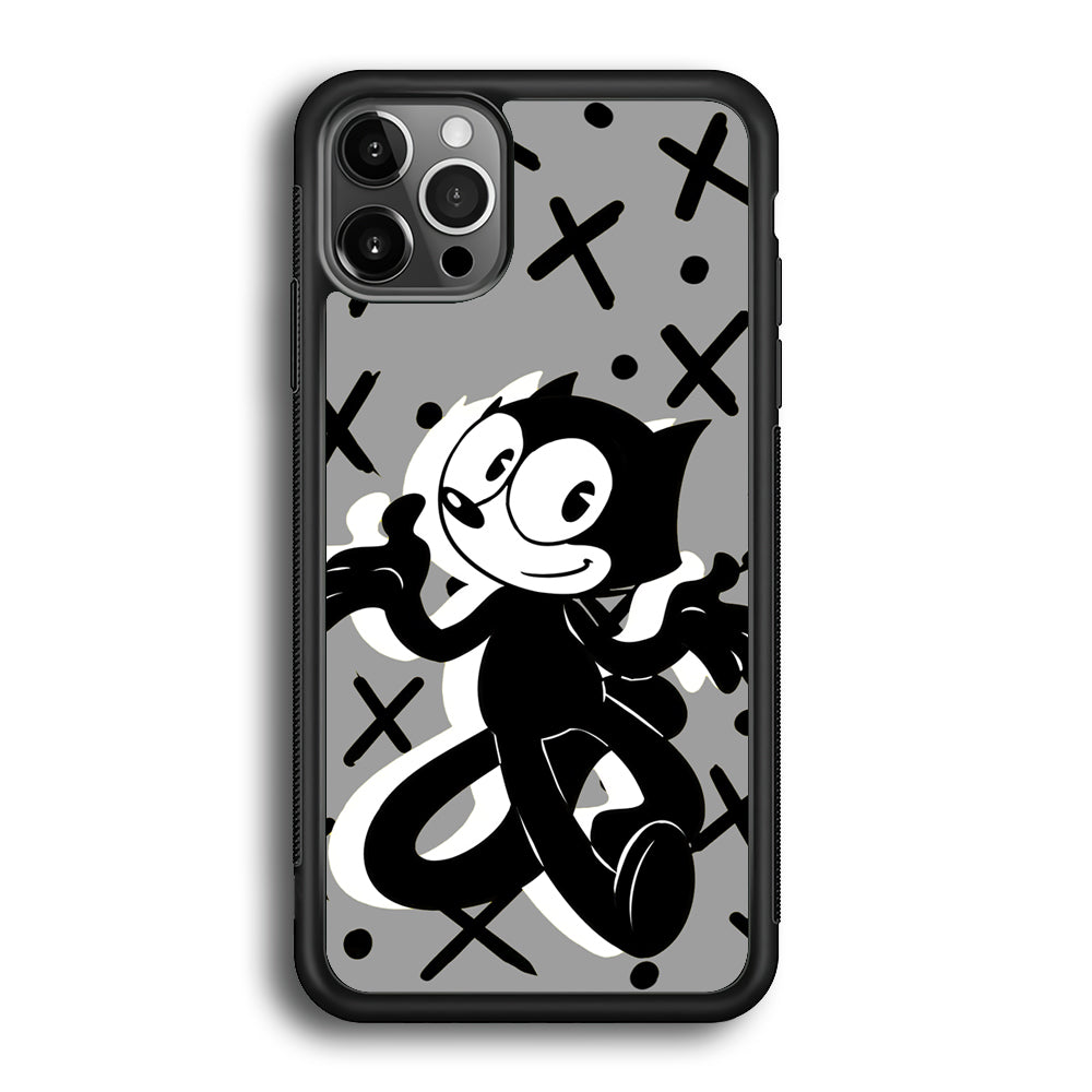 Felix The Cat Pattern In Grey iPhone 12 Pro Case