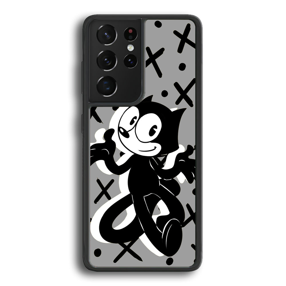 Felix The Cat Pattern In Grey Samsung Galaxy S21 Ultra Case - Carneyforia