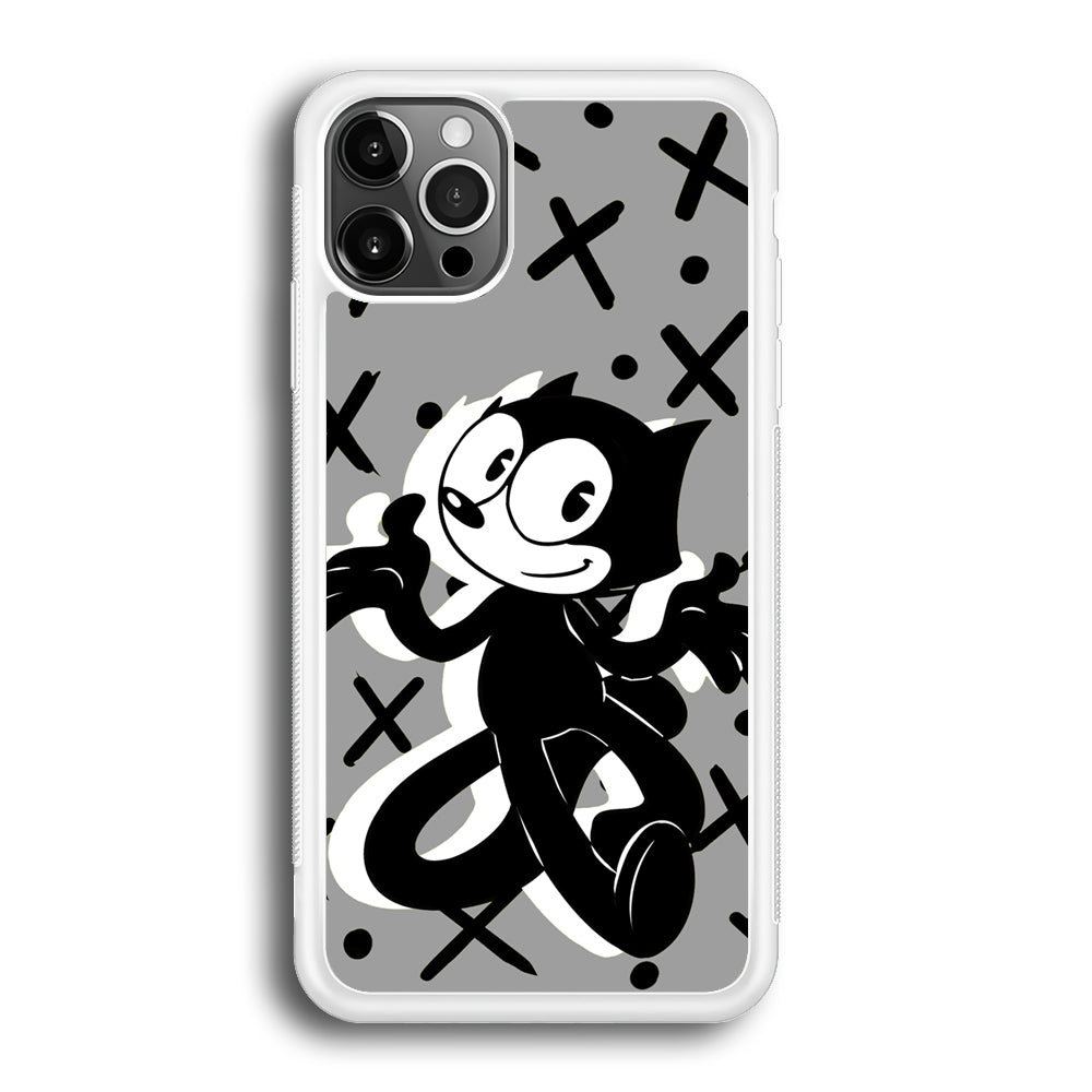 Felix The Cat Pattern In Grey iPhone 12 Pro Max Case