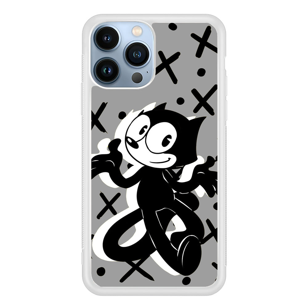 Felix The Cat Pattern In Grey iPhone 13 Pro Max Case