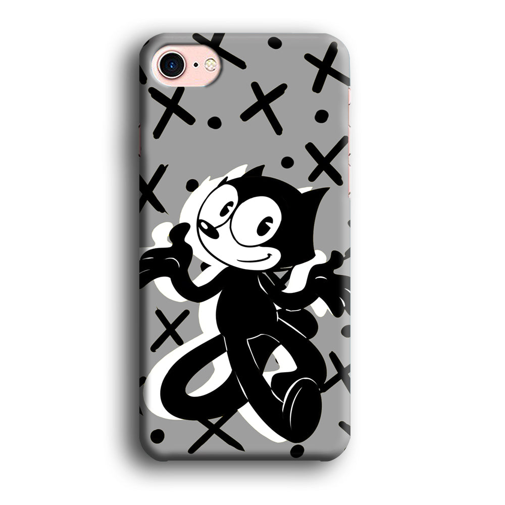 Felix The Cat Pattern In Grey iPhone 8 Case
