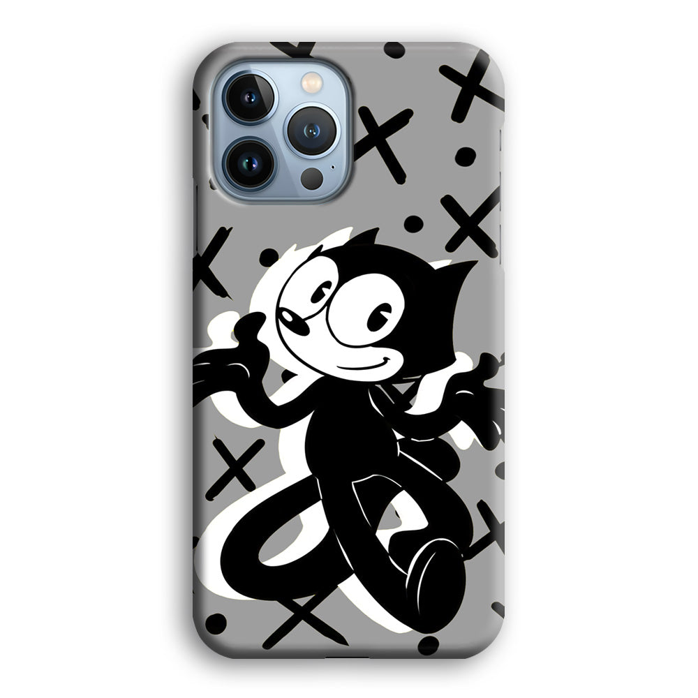 Felix The Cat Pattern In Grey iPhone 13 Pro Max Case