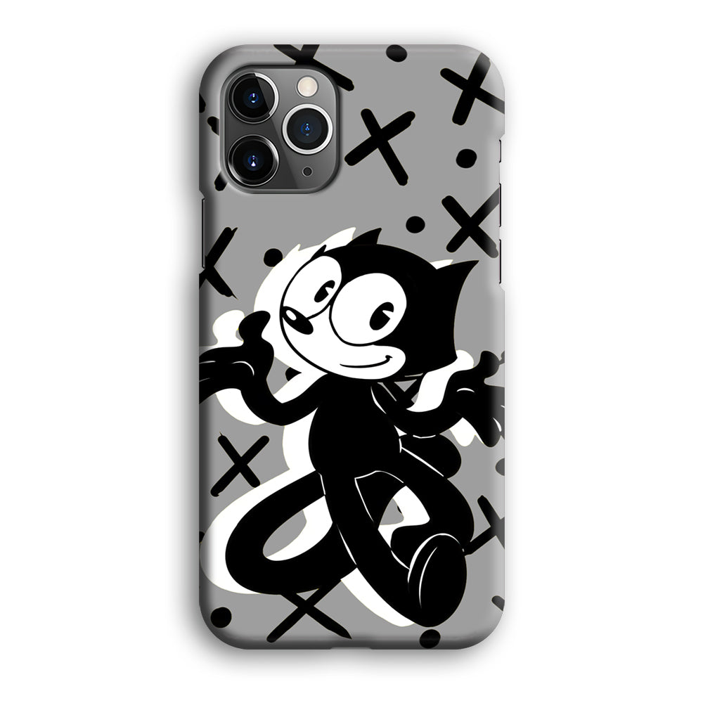 Felix The Cat Pattern In Grey iPhone 12 Pro Case