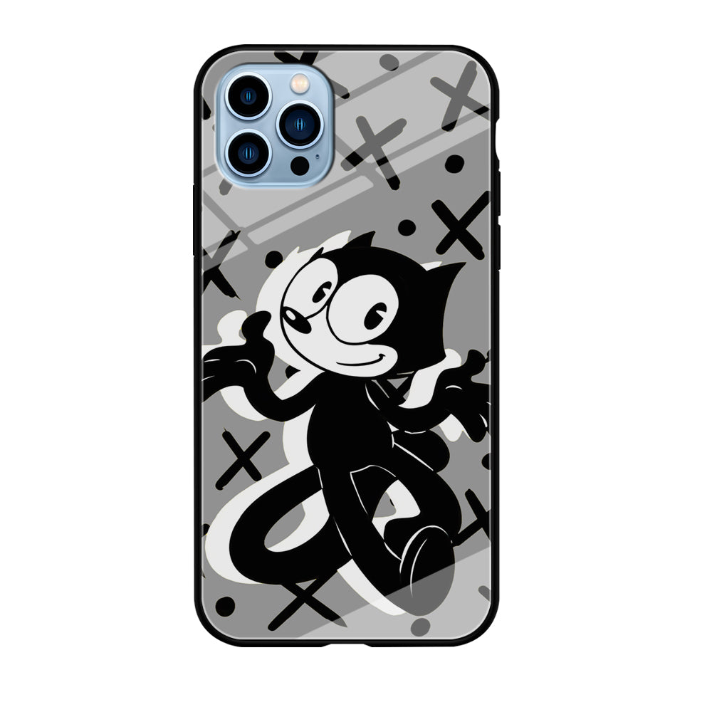 Felix The Cat Pattern In Grey iPhone 12 Pro Case
