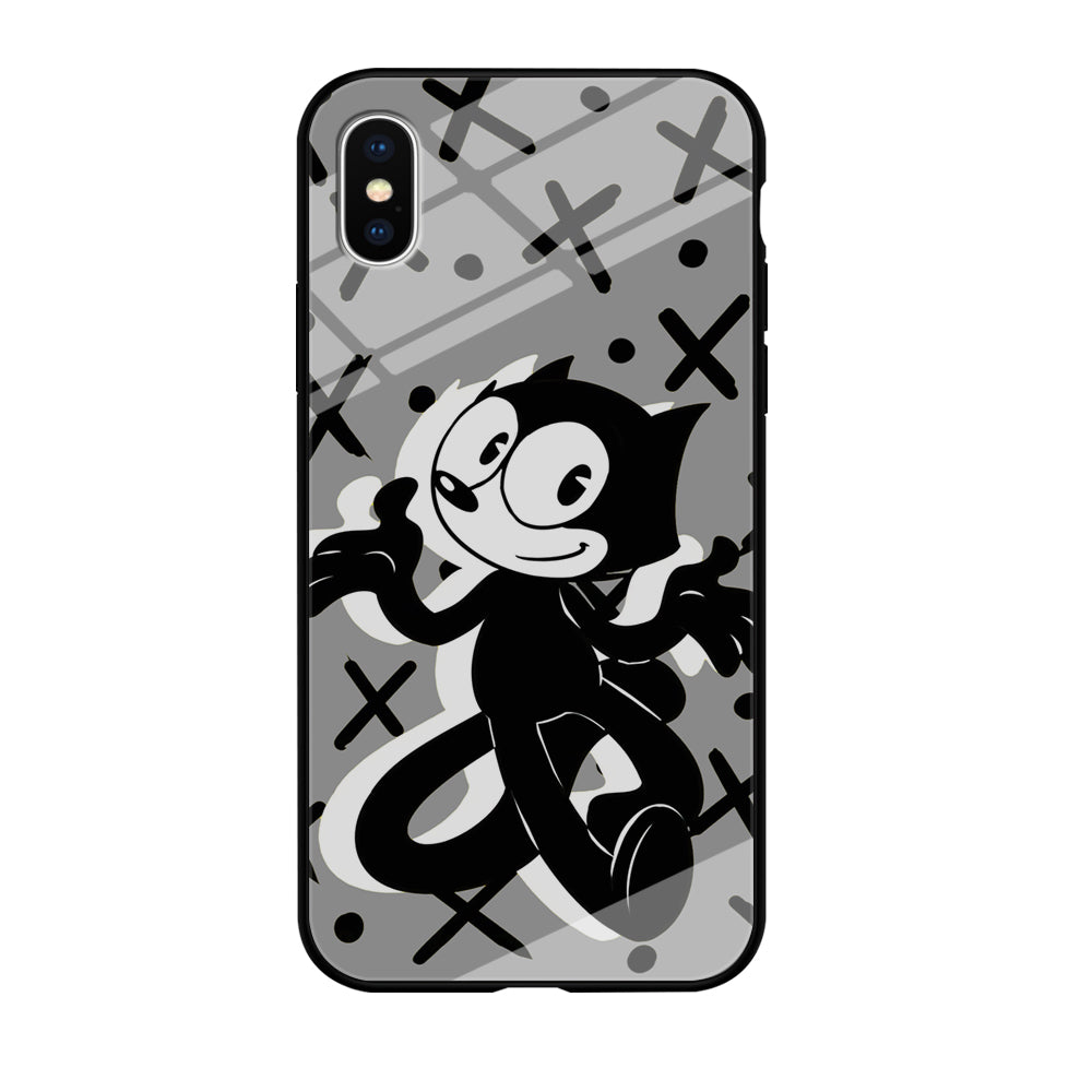 Felix The Cat Pattern In Grey iPhone XS MAX Case
