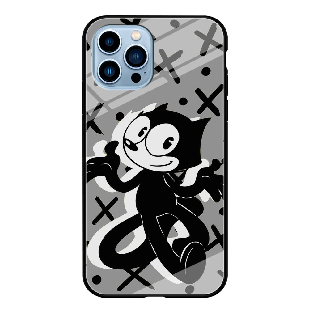 Felix The Cat Pattern In Grey iPhone 13 Pro Max Case