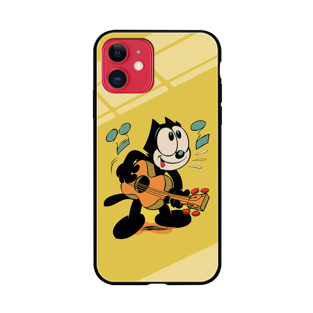 Felix The Cat Playing Okulele iPhone 11 Case Tempered Glass Case
