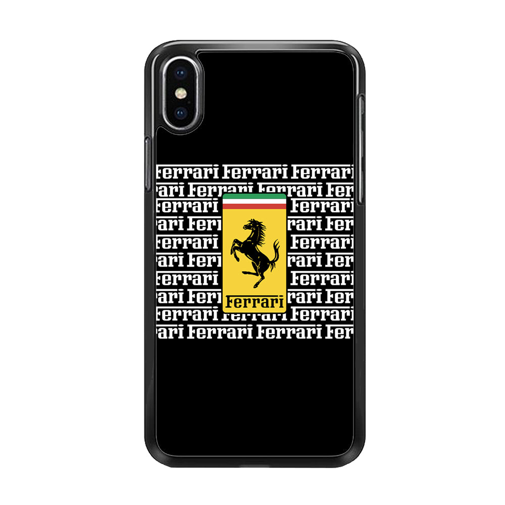 Ferrari Words Logo In Black iPhone X Case - Carneyforia