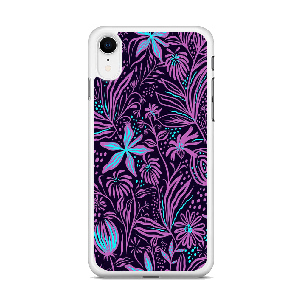 Flowers Purple Art iPhone XR Case Rubber White (2D Case)