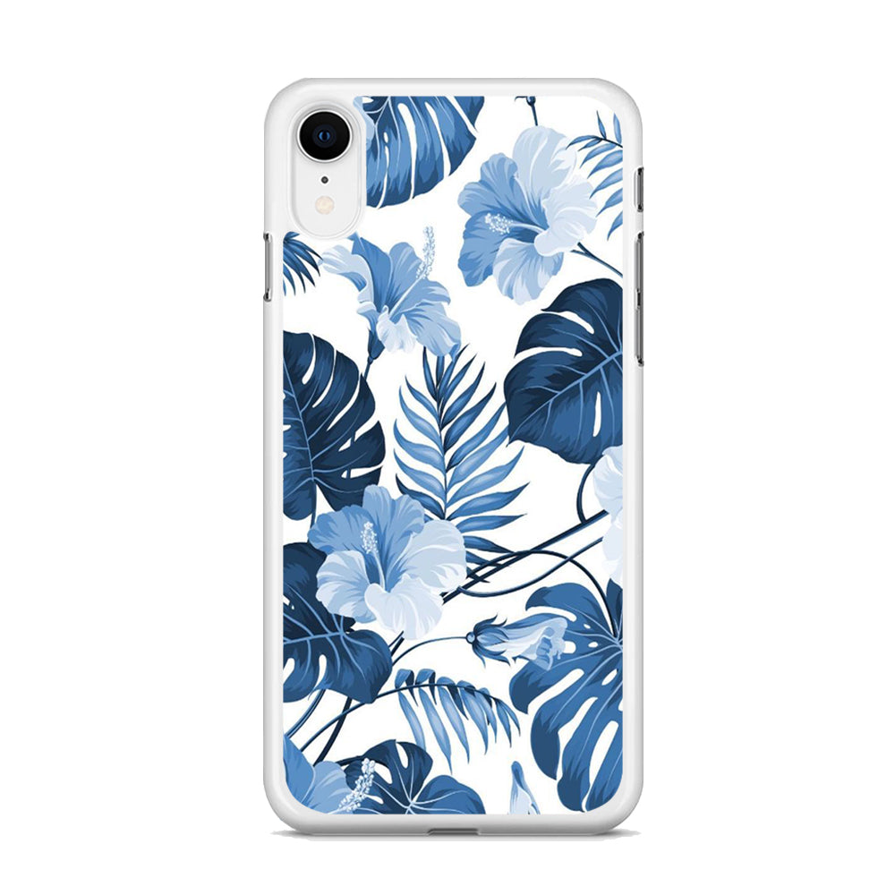 Flowers Sky Blue Hibiscus iPhone XR Case Rubber White (2D Case)