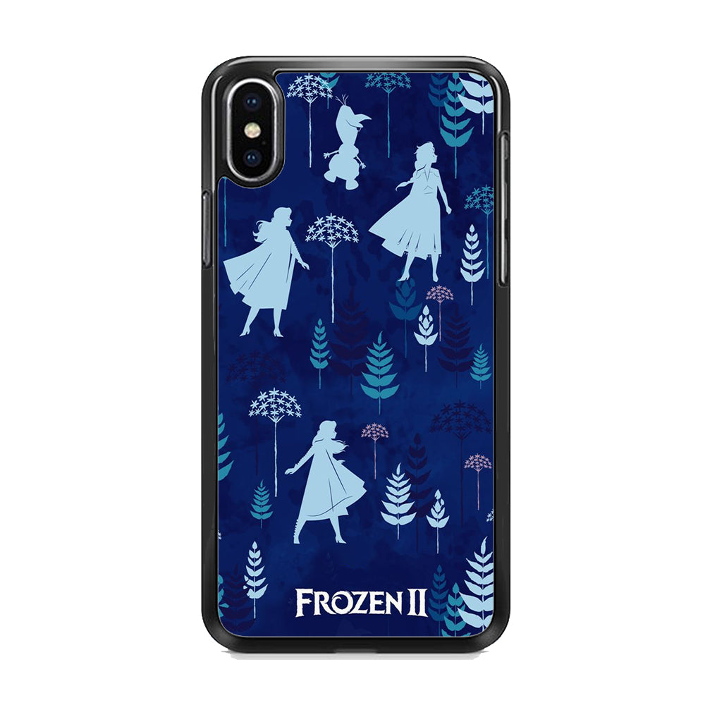 Frozen Wallpaper Navy iPhone XS Case Rubber Black (2D Case)