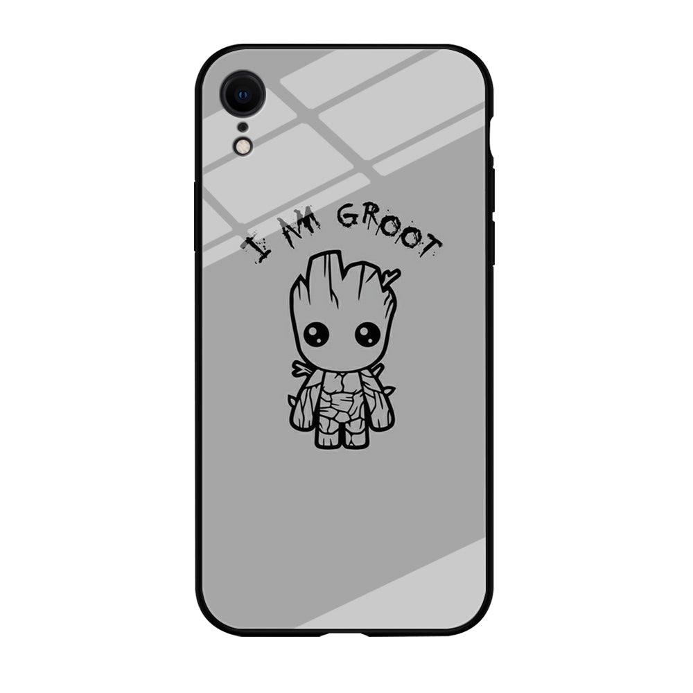 Groot Silver Paint iPhone XR Case Tempered Glass Case
