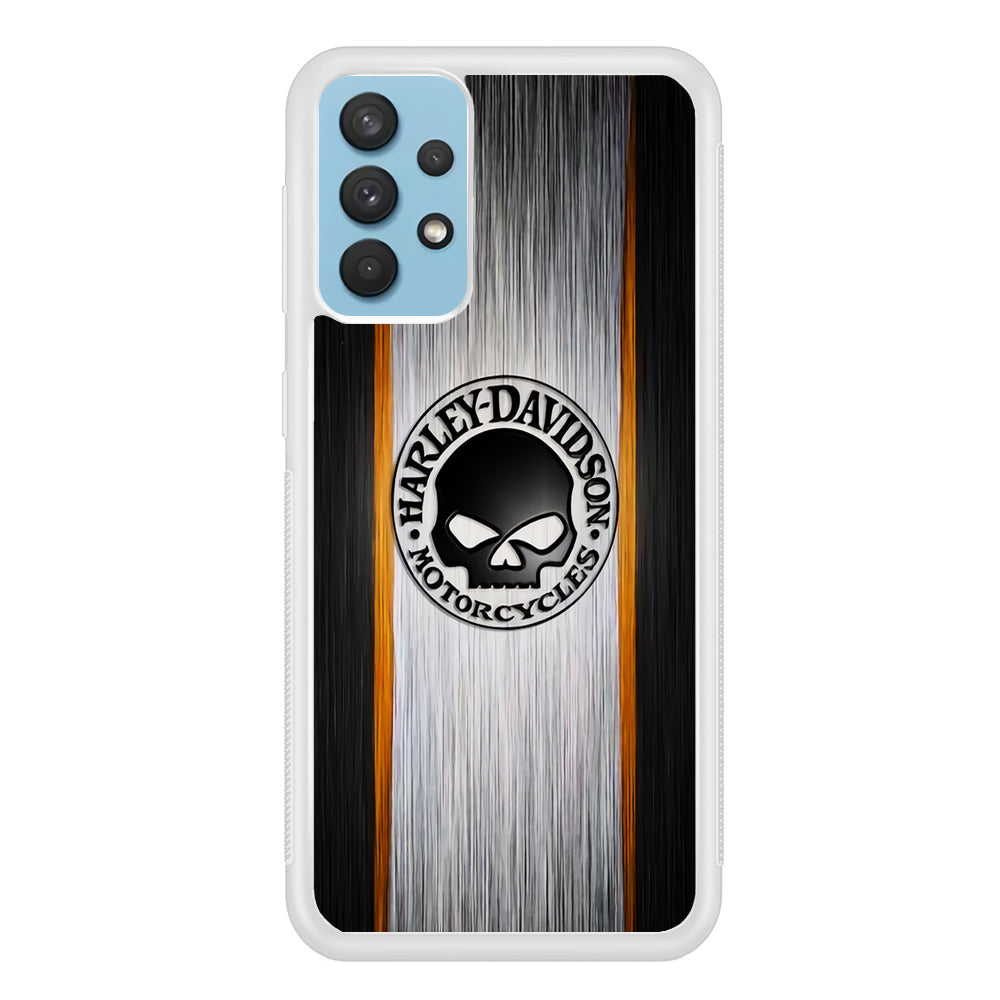 Harley Davidson Stripe Skull Logo Samsung Galaxy A32 Case Rubber White (2D Case)