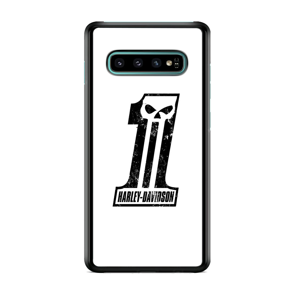 Harley Davidson White Number Skull Samsung Galaxy S10 Case
