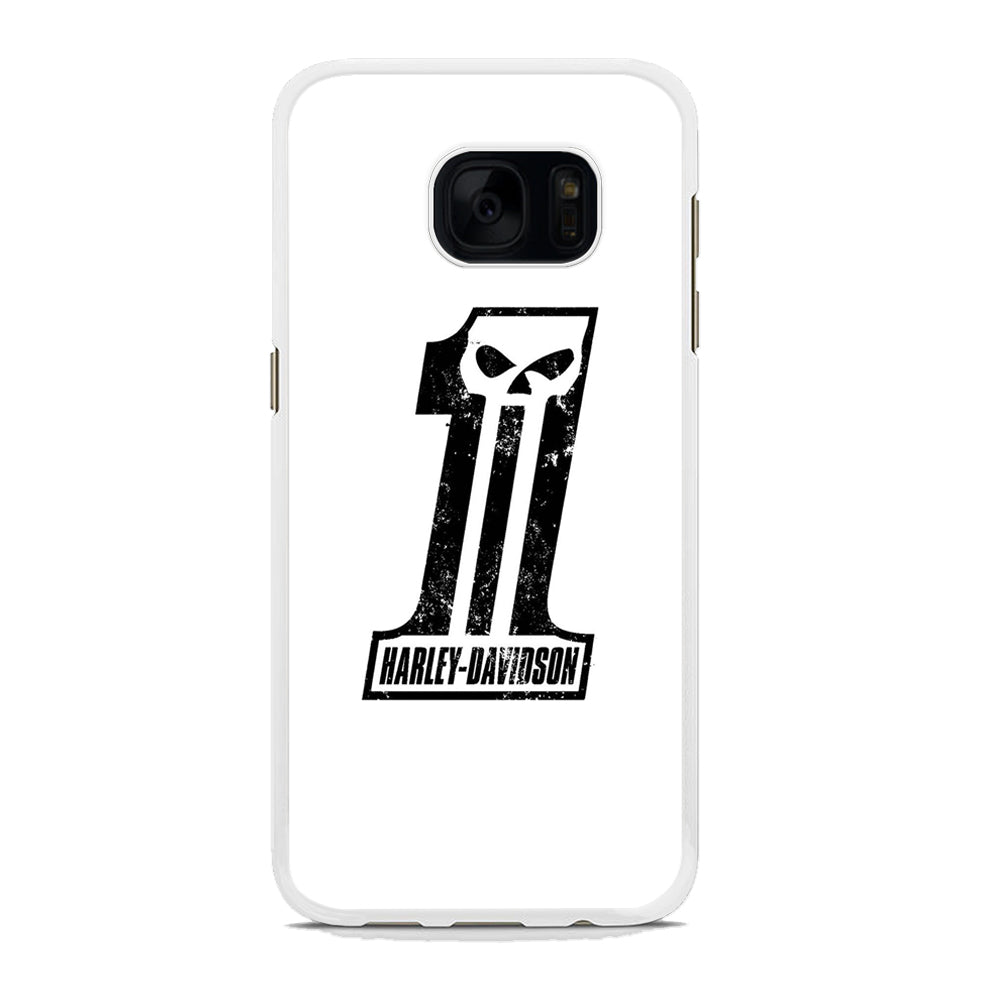 Harley Davidson White Number Skull Samsung Galaxy S7 Edge Case