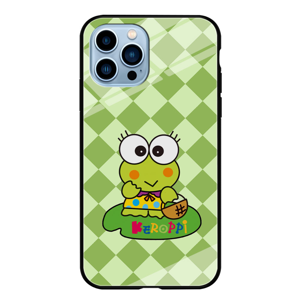 Keroppi on Lotus Leaf iPhone 13 Pro Case Tempered Glass Case