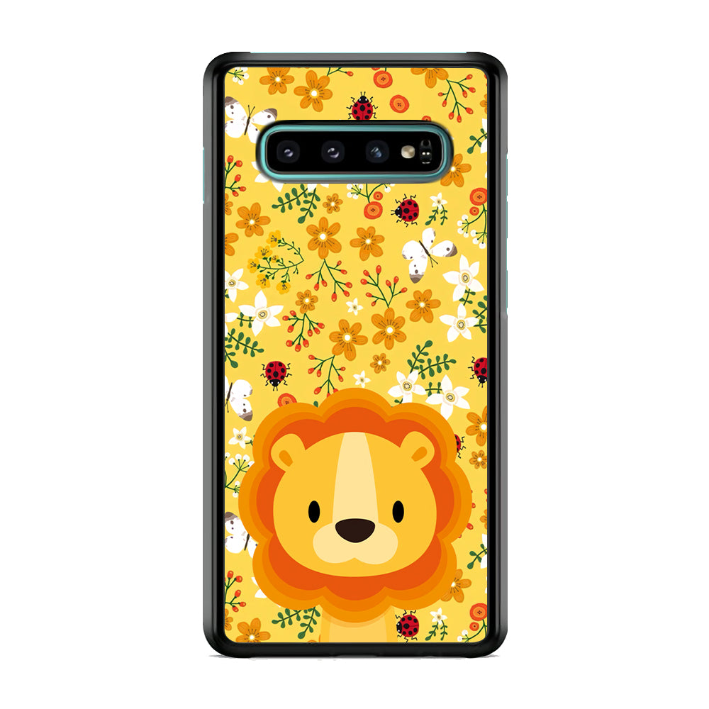 Lion Kid on Flower Garden Samsung Galaxy S10 Case