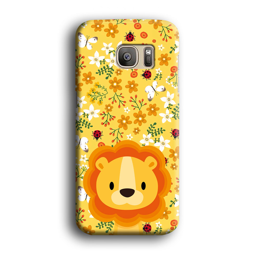 Lion Kid on Flower Garden Samsung Galaxy S7 Case