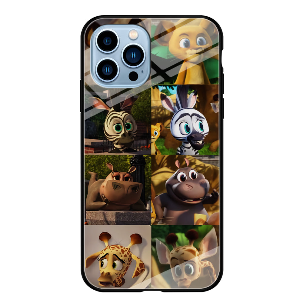 Madagascar Babbies Character iPhone 13 Pro Case Tempered Glass Case
