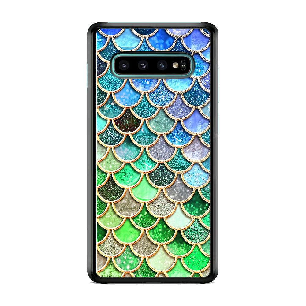 Mermaid Blue Green Shiny Shell Samsung Galaxy S10 Plus Case