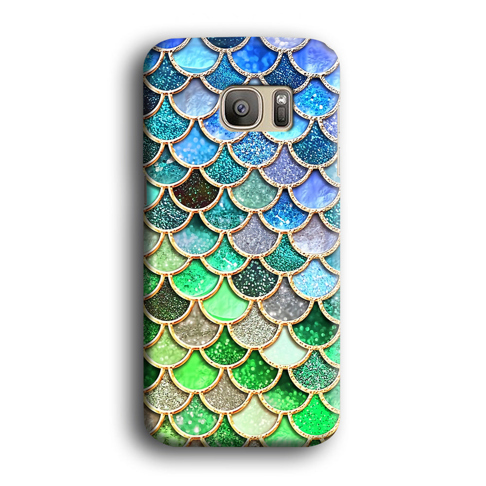 Mermaid Blue Green Shiny Shell Samsung Galaxy S7 Case - carneyforia