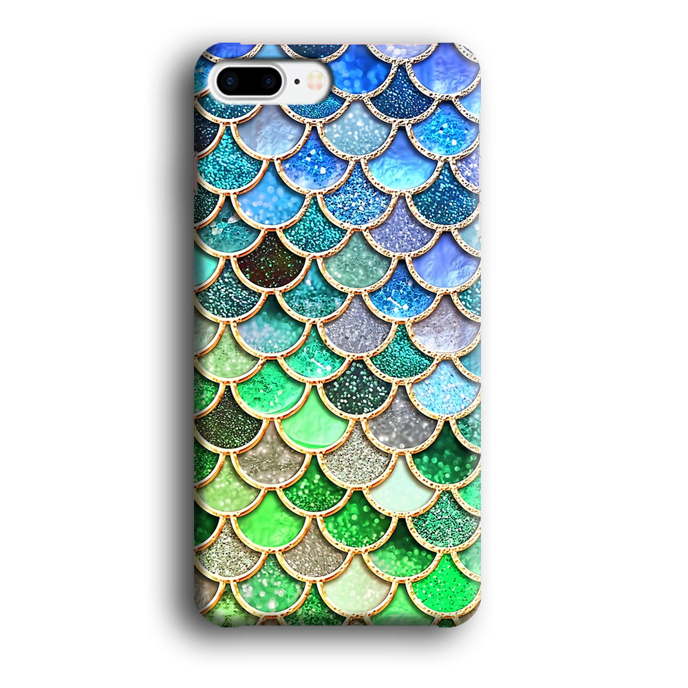 Mermaid Blue Green Shiny Shell iPhone 8 Plus Case - carneyforia