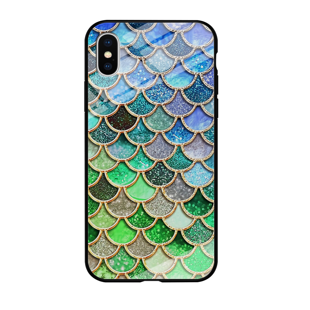 Mermaid Blue Green Shiny Shell iPhone XS MAX Case - carneyforia