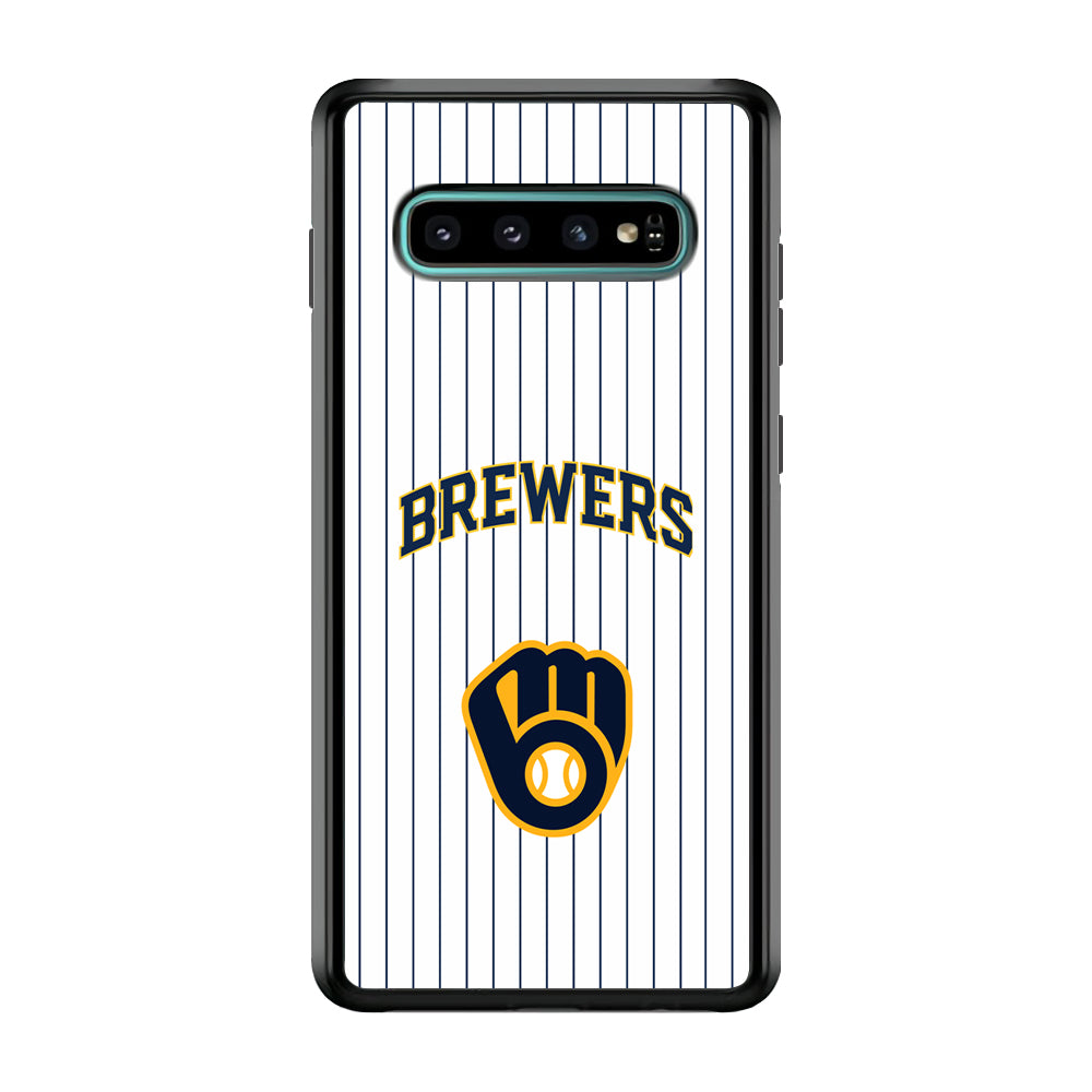 Milwaukee Brewers Shine of White Samsung Galaxy S10 Case