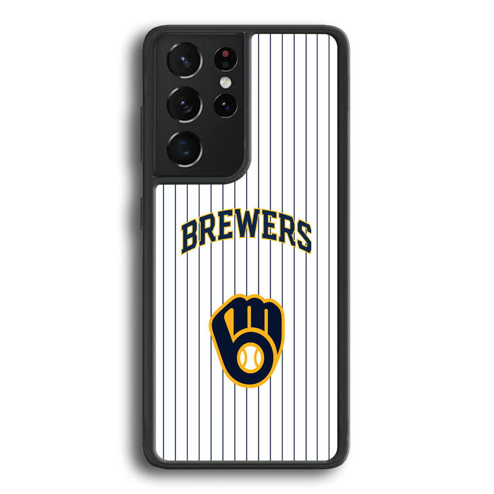 Milwaukee Brewers Shine of White Samsung Galaxy S21 Ultra Case - Carneyforia