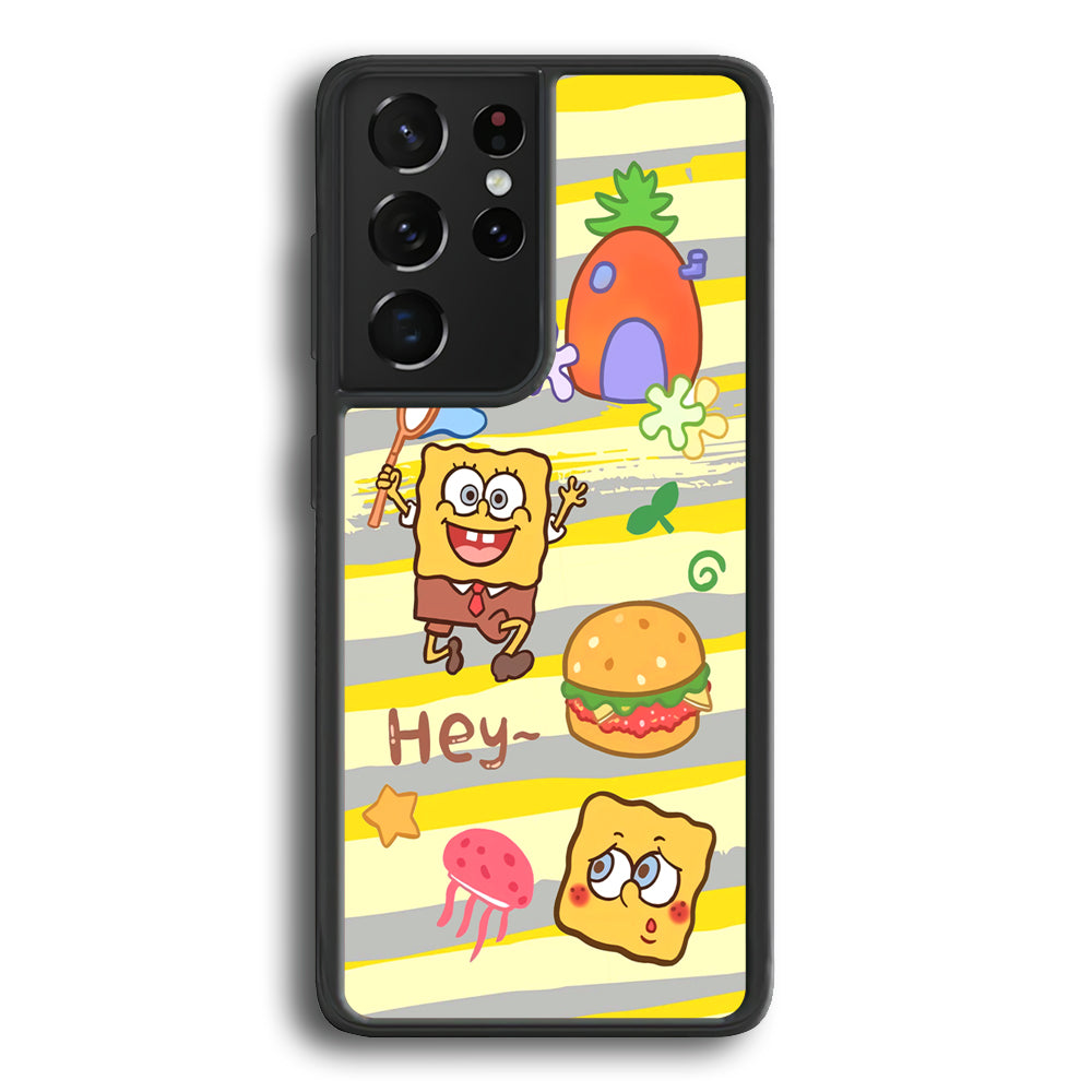 Mr Squarepants Fishing The Jellyfish Samsung Galaxy S21 Ultra Case - Carneyforia