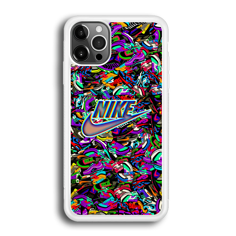 Nike Shiny Emblem in Doodle Art iPhone 12 Pro Max Case Rubber White (2D Case)