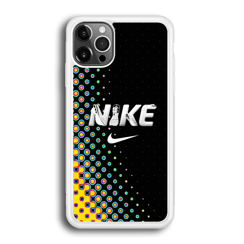 Nike Shoes Word Dot Pattern iPhone 12 Pro Max Case Rubber White (2D Case)