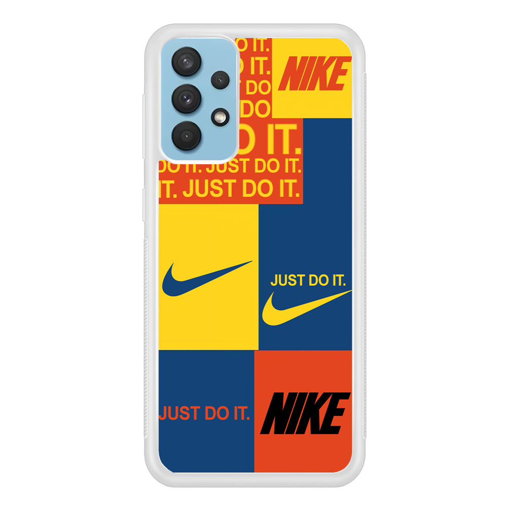 Nike Square Colour Samsung Galaxy A32 Case Rubber White (2D Case)