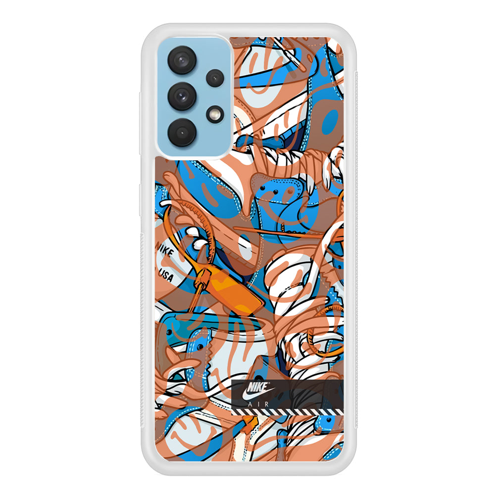 Nike The Blue and The Smile Samsung Galaxy A32 Case Rubber White (2D Case)