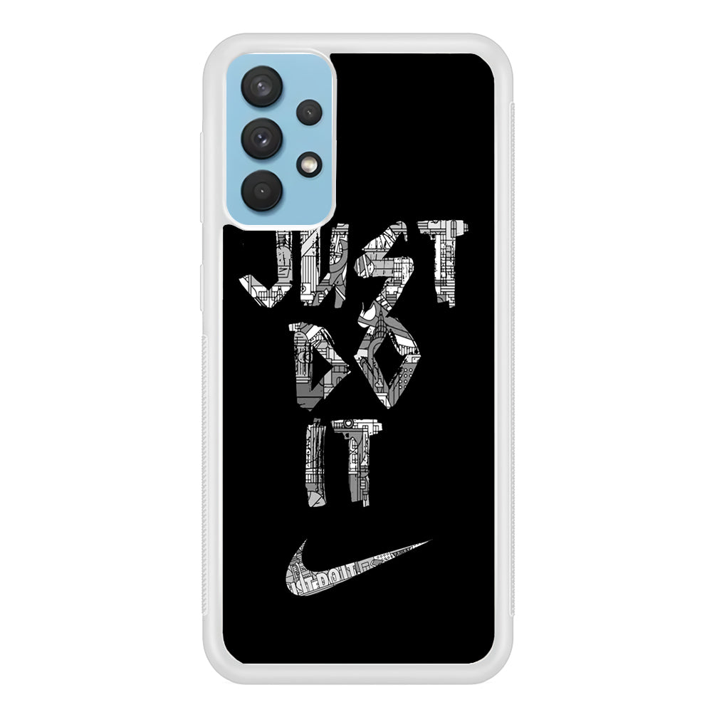 Nike Word Of Pattern Samsung Galaxy A32 Case Rubber White (2D Case)
