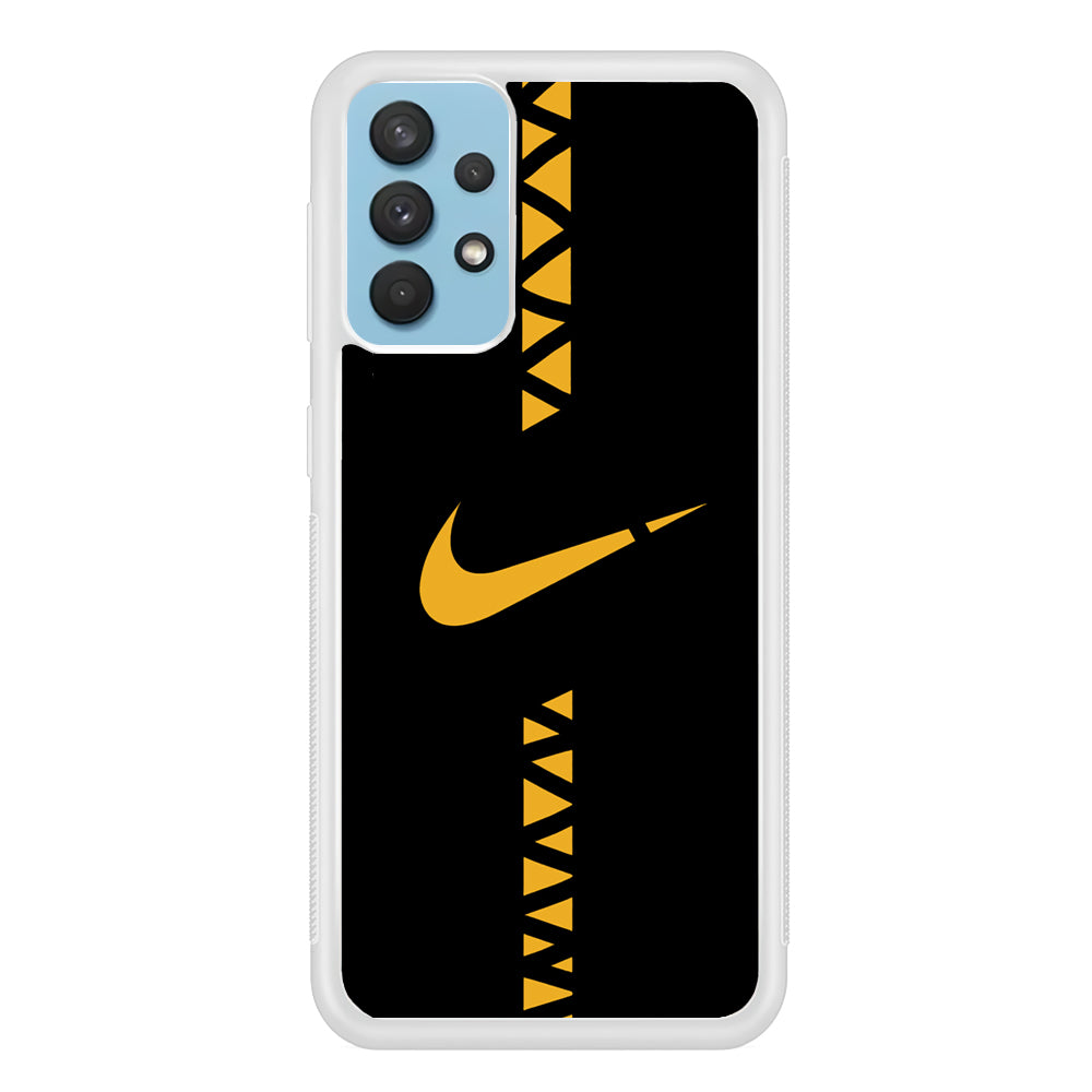 Nike Zipper Pattern Samsung Galaxy A32 Case Rubber White (2D Case)