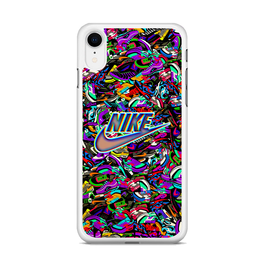 Nike Shiny Emblem in Doodle Art iPhone XR Case