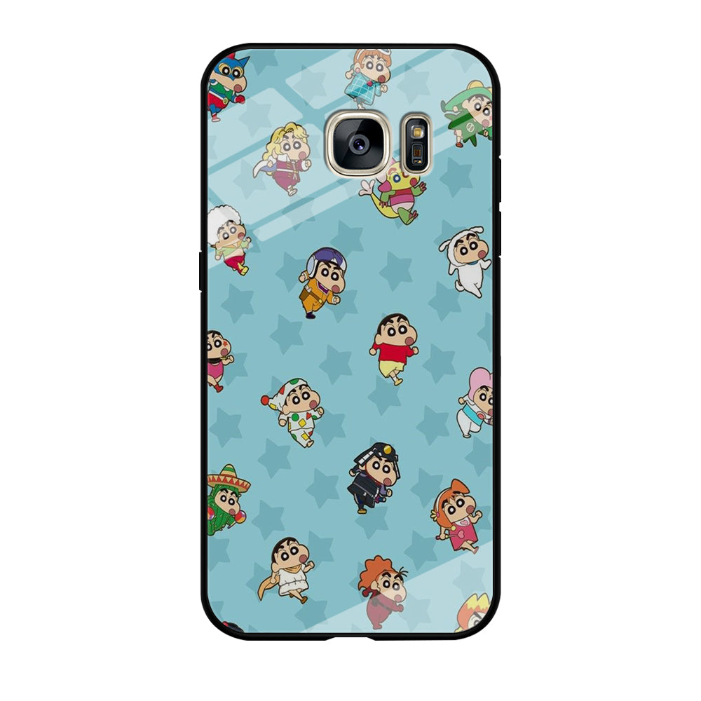 Shinchan Sticker Emoji Samsung Galaxy S7 Case Tempered Glass Case