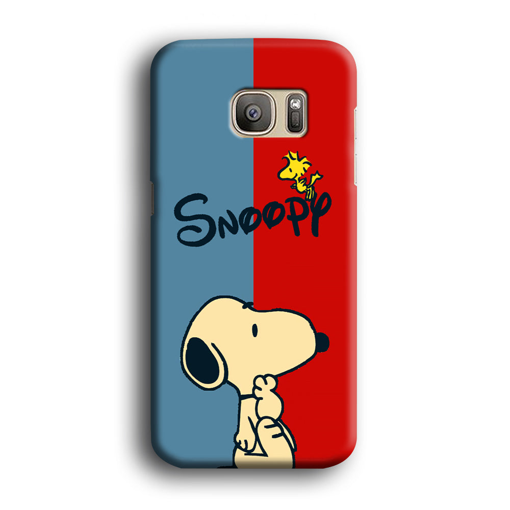 Snoopy Blue and Red Line Samsung Galaxy S7 Edge Case