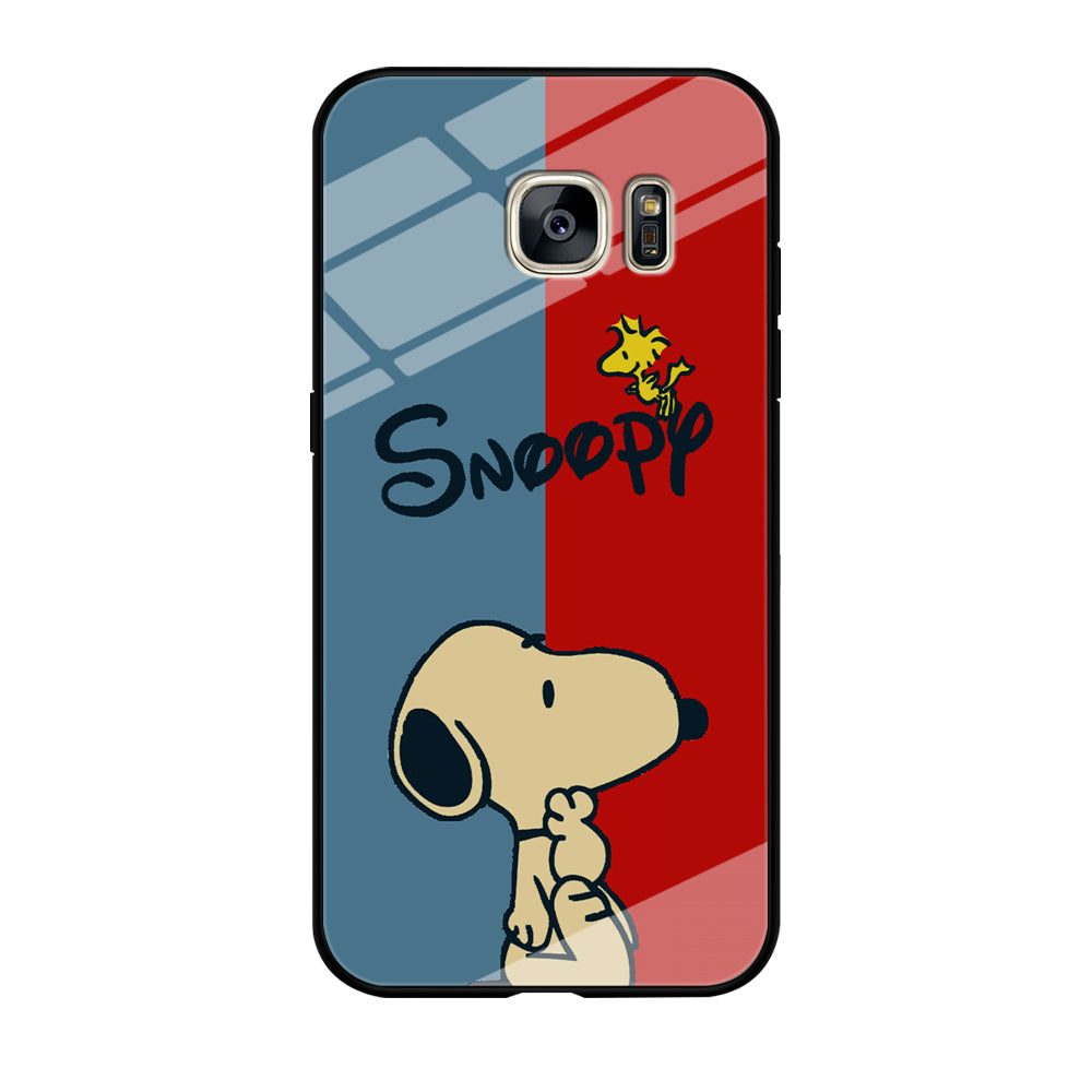 Snoopy Blue and Red Line Samsung Galaxy S7 Edge Case