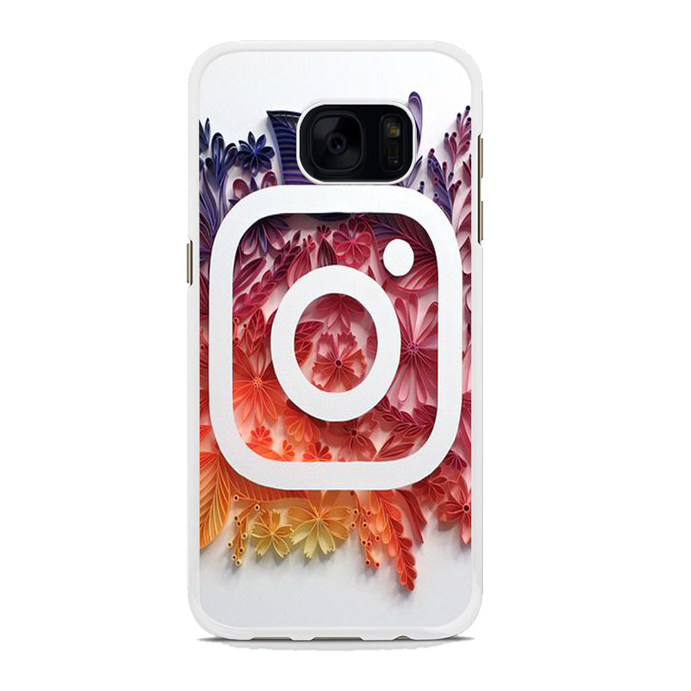 Social Media Instagram White Samsung Galaxy S7 Case Rubber White (2D Case)