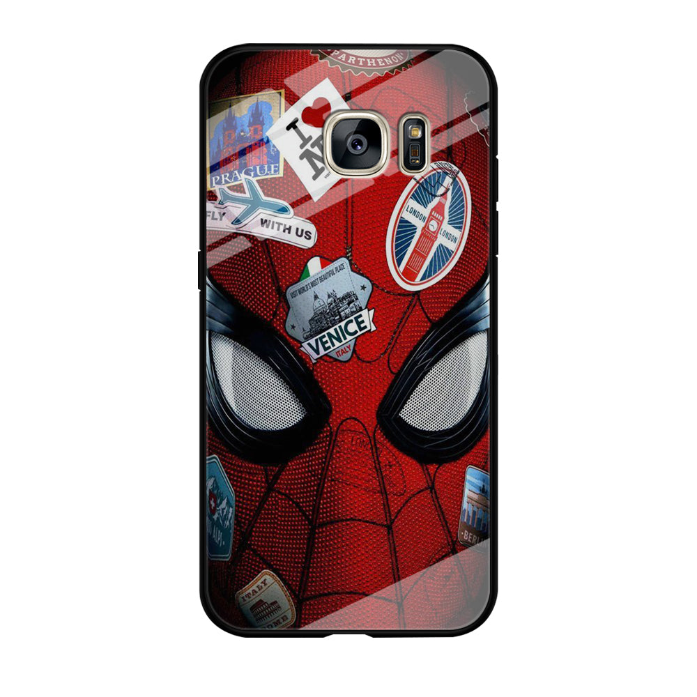 Spiderman Head Full Stickers Samsung Galaxy S7 Edge Case Tempered Glass Case