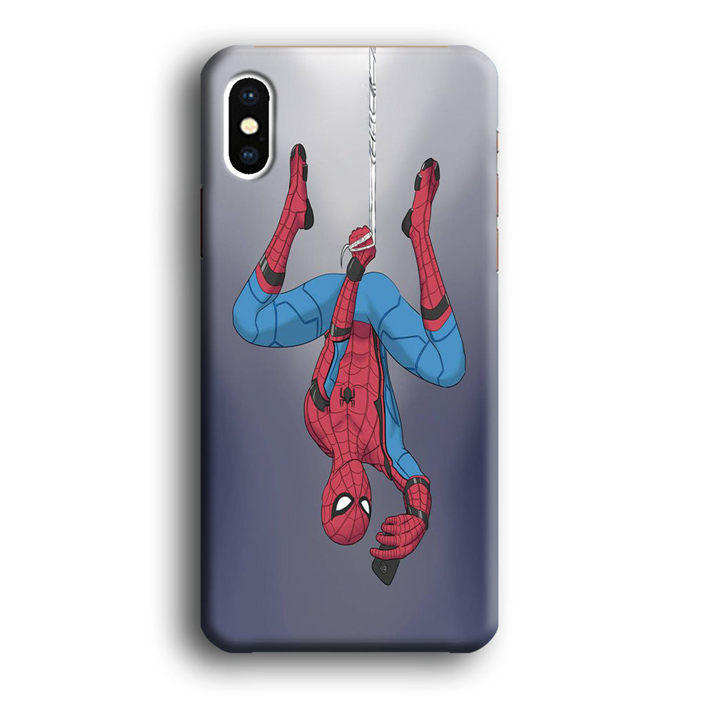 Spiderman Selfie While Hanging iPhone XS Case