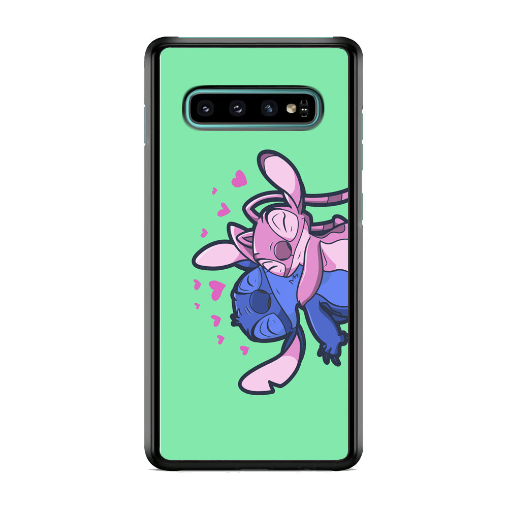Stitch And Angel Huge Green Wallpaper Samsung Galaxy S10 Plus Case