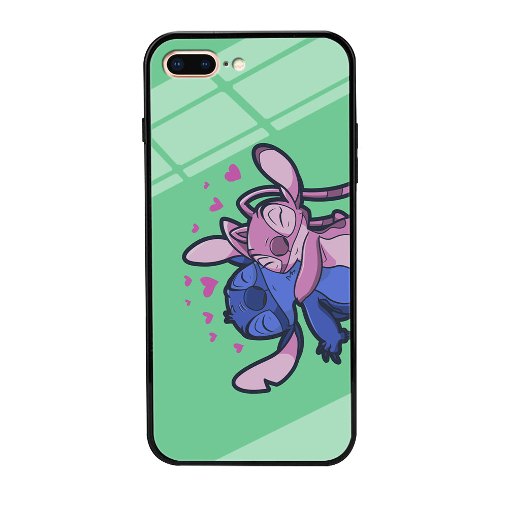 Stitch And Angel Huge Green Wallpaper iPhone 7 Plus Case