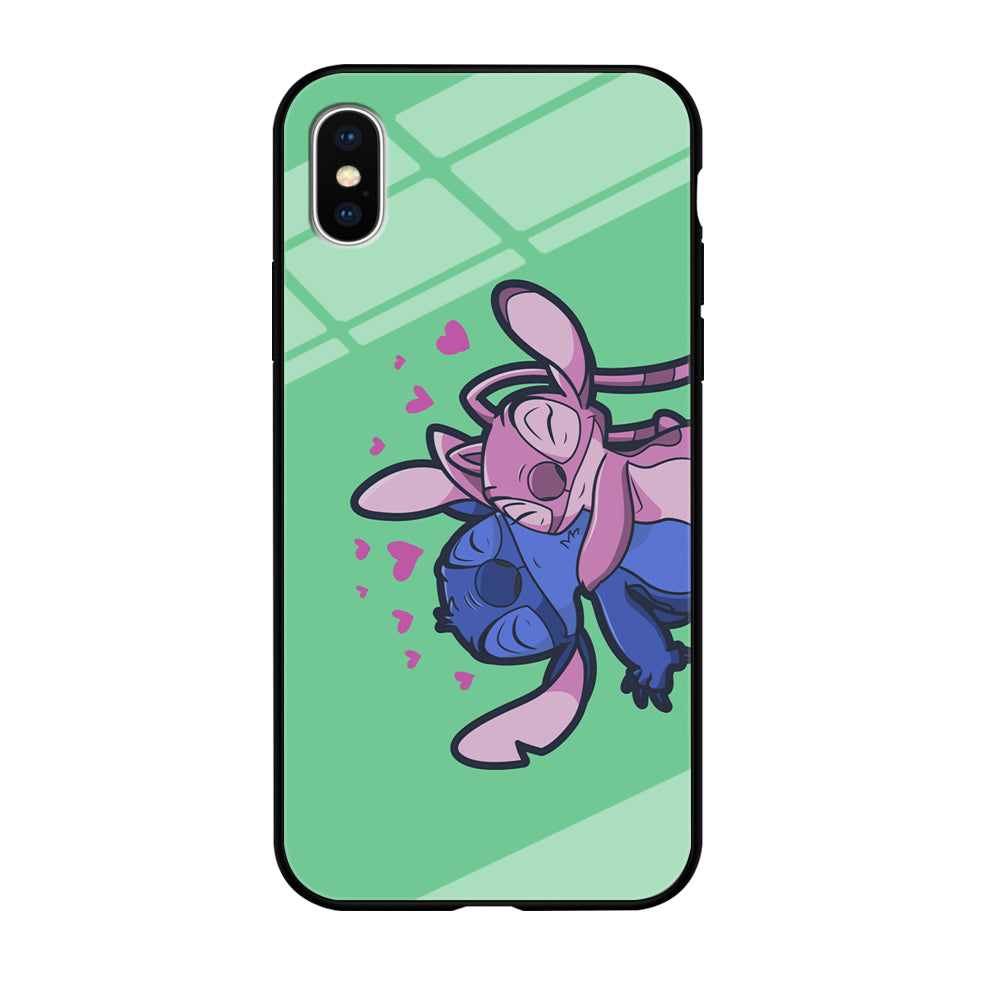 Stitch And Angel Huge Green Wallpaper iPhone X Case